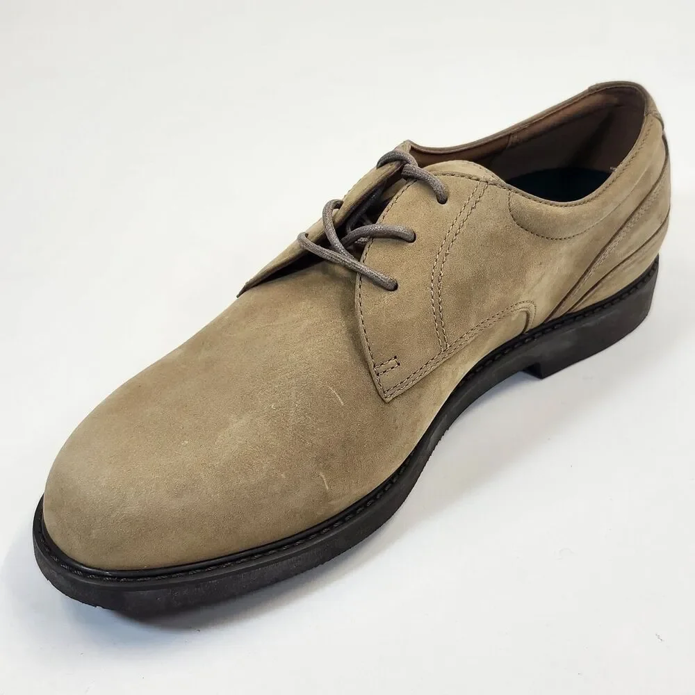 Rockport Mens 10M Beige Nubuck Leather Derby Shoes Casual Lace Up Comfort Oxford